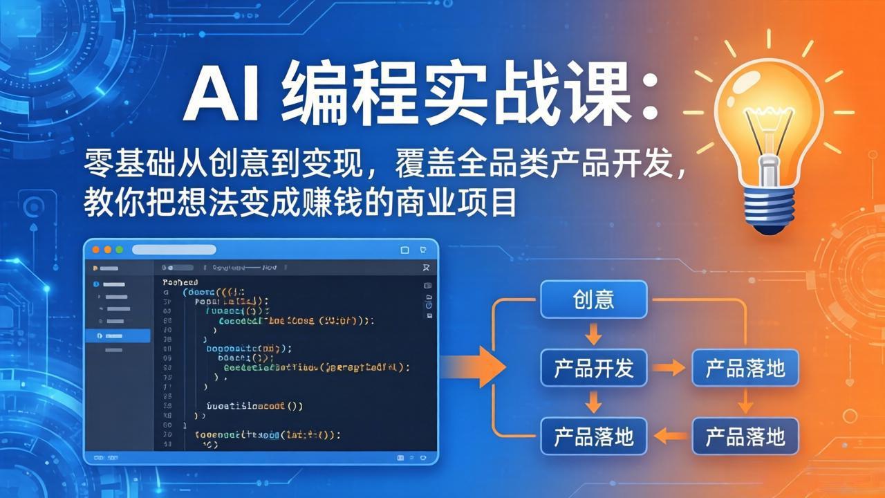 AI编程实战课-第三期-5月更新:零基础从创意到变现,覆盖全品类产品开发,把想法变成赚钱项目